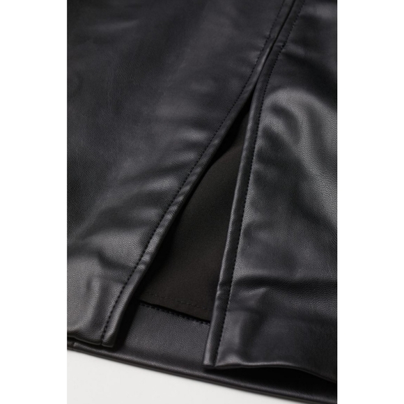 𝅺nwt H&M Black Vegan Faux Leather Midi Skirt Size 6 - Picture 3 of 8
